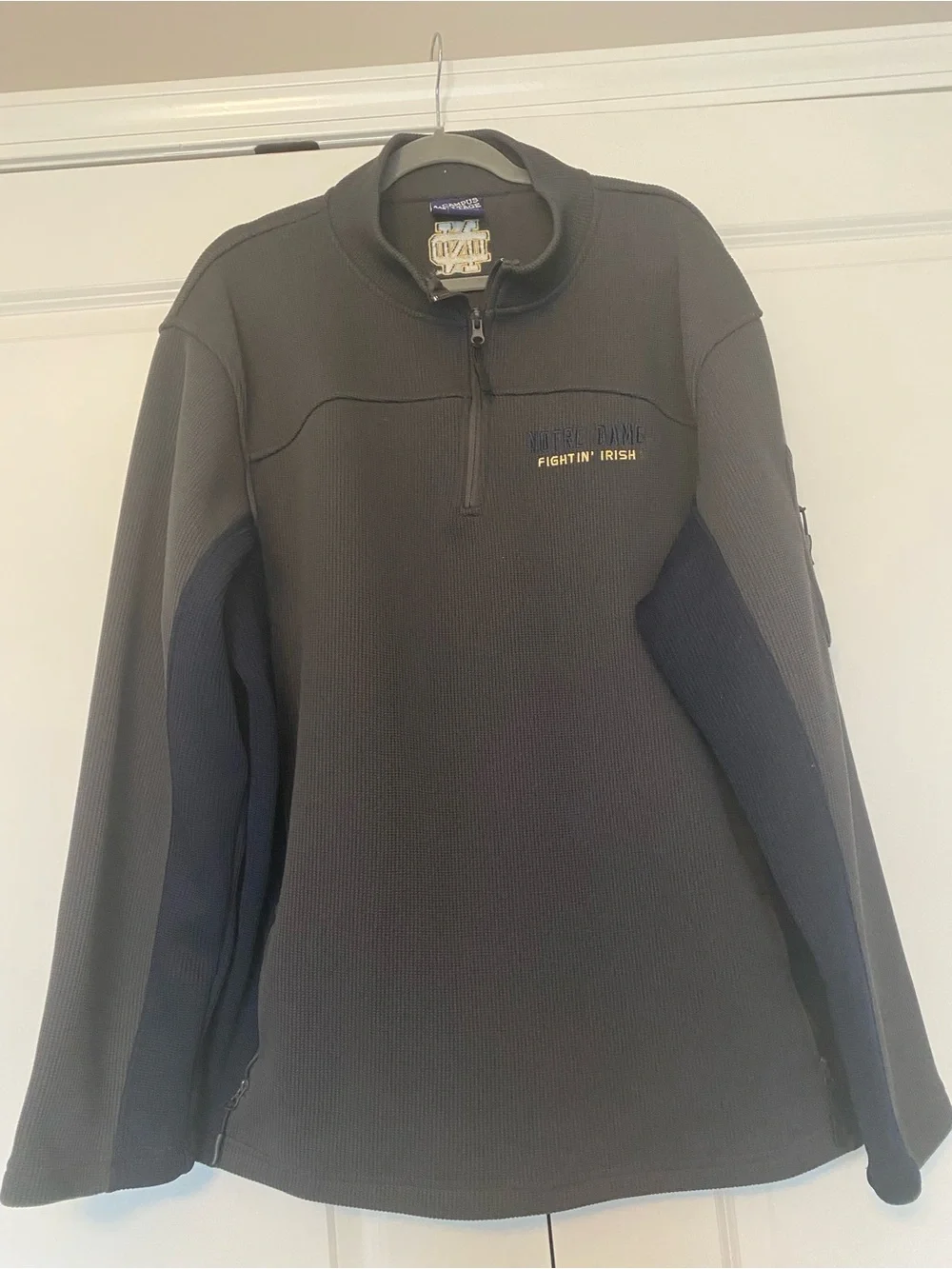 Notre Dame Campus Heritage Charcoal and Navy fleece Quarter-Zip Pullover